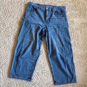AE strigid drapey barrel jeans!